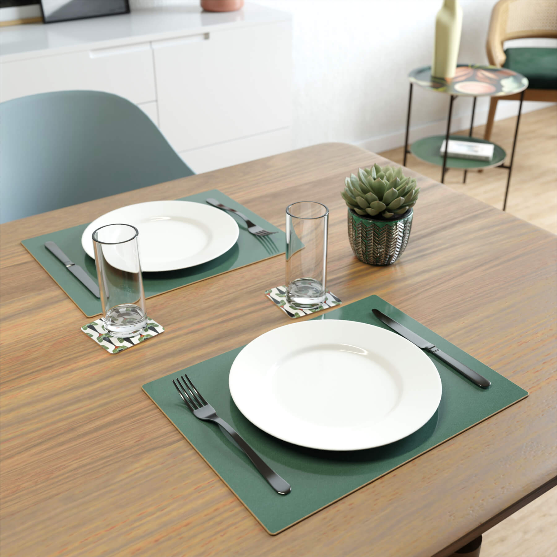 Placemat set of 2, 40 x 30 cm ‘Jade Two’